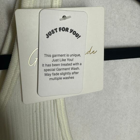 NWT Gypsy and Jade Cream Ribbed V-Neck Stretch Tank Bodysuit – Size S/M - Picture 3 of 9